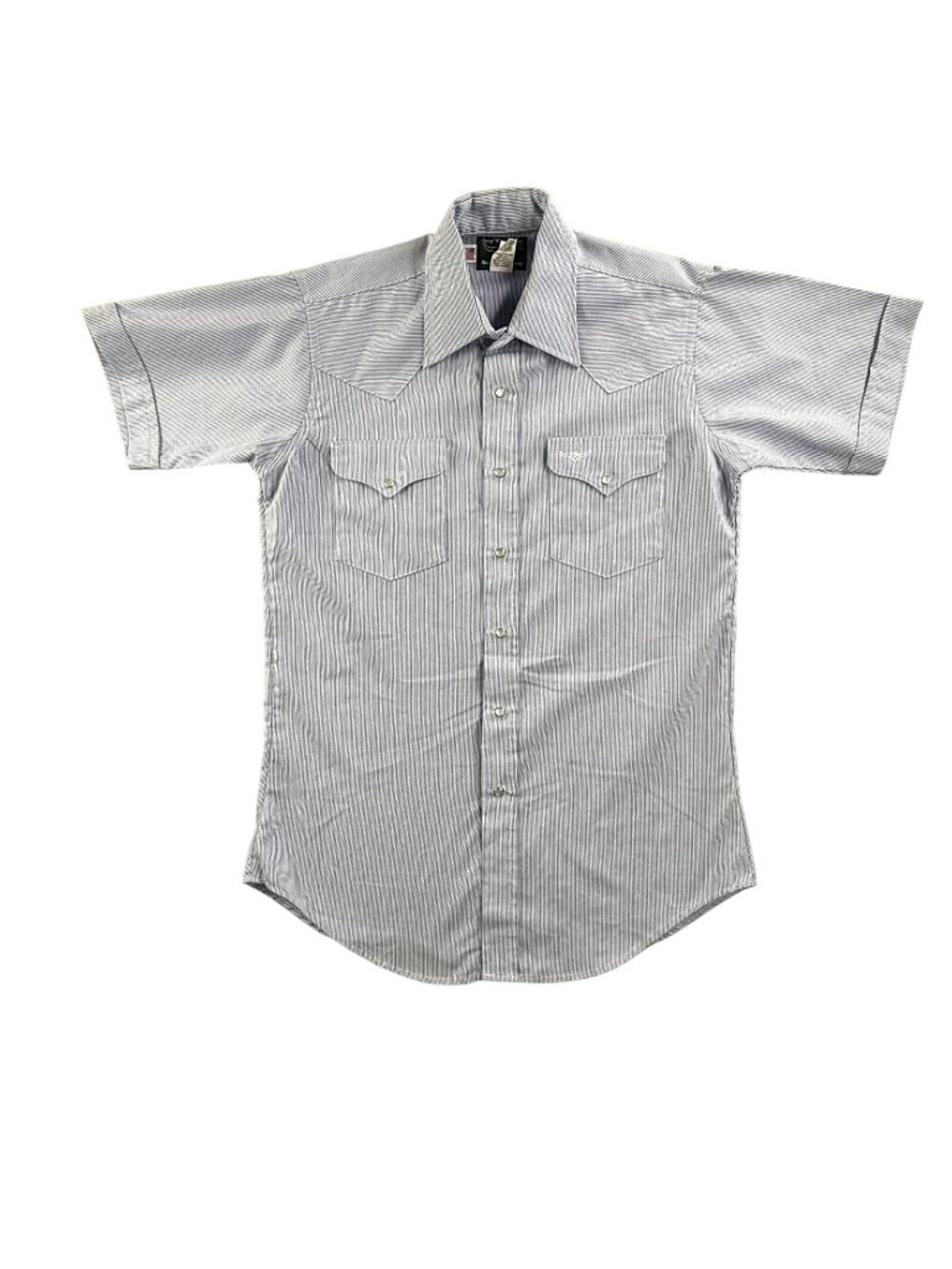 Flying R Ranchwear Shirt Mens Medium Blue Stripe Western Pearl Snap Short Sleeve